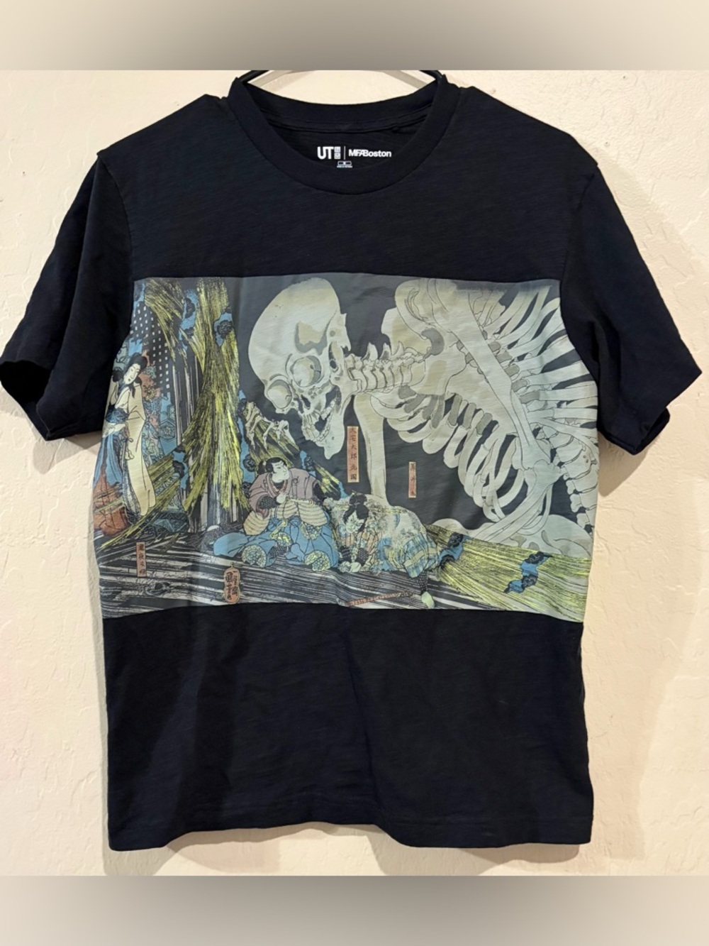 Uniqlo UT MFA Boston Skeleton Graphic Tee Black Japanese Art Shirt- Men’s M